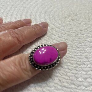 Beautiful PINK DENDRITE OPAL Handmade Sterling 925 Ring Size 7.25 #351D